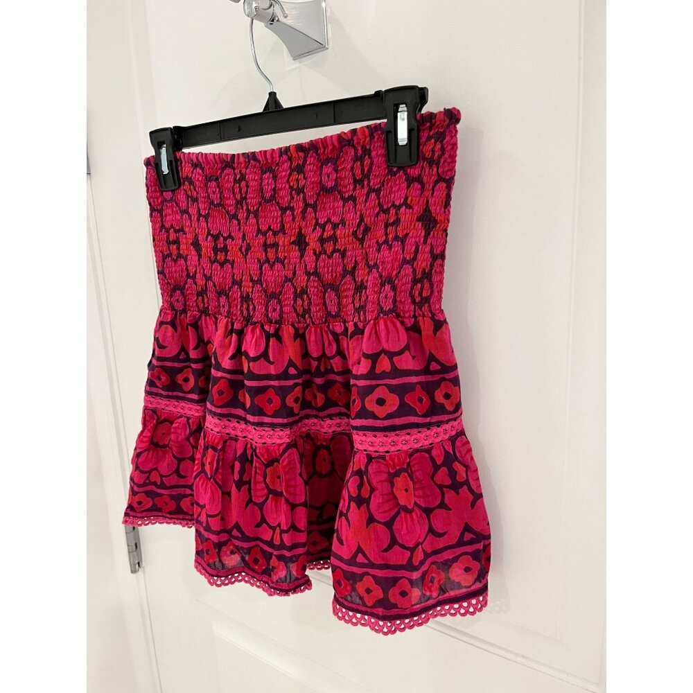 Bell by Alicia Bell Smocked Mini Skirt Ruffle Pink Floral MEDIUM - Picture 2 of 6